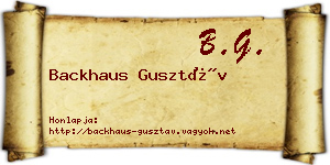 Backhaus Gusztáv névjegykártya